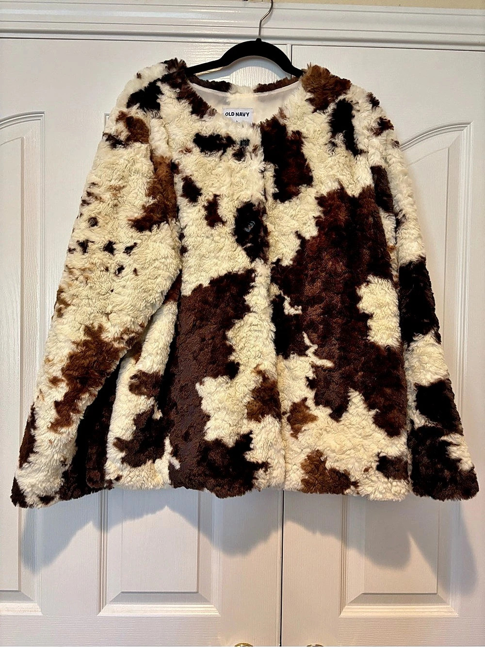Old Navy Printed Faux-Fur Jacket Brown & Cream Large
